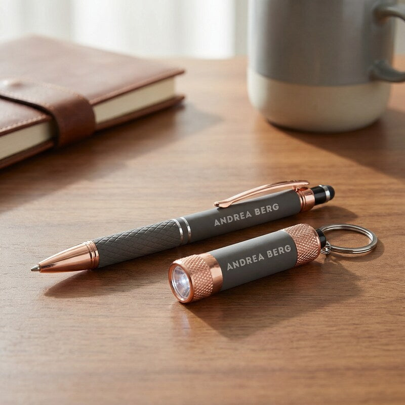 Kugelschreiber Set mit Taschenlampe
