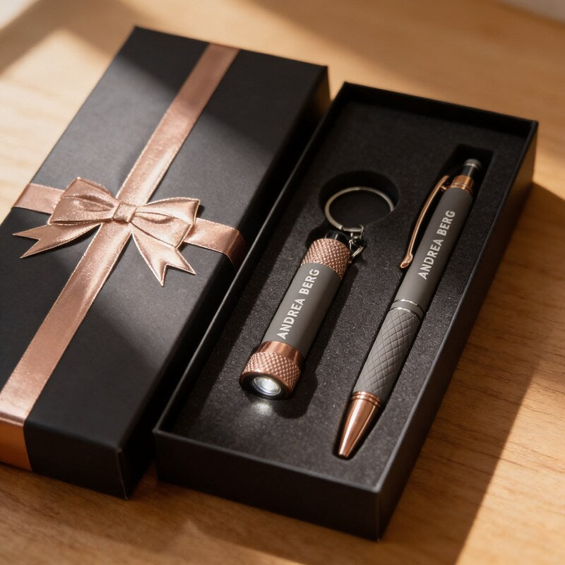 Kugelschreiber Set mit Taschenlampe